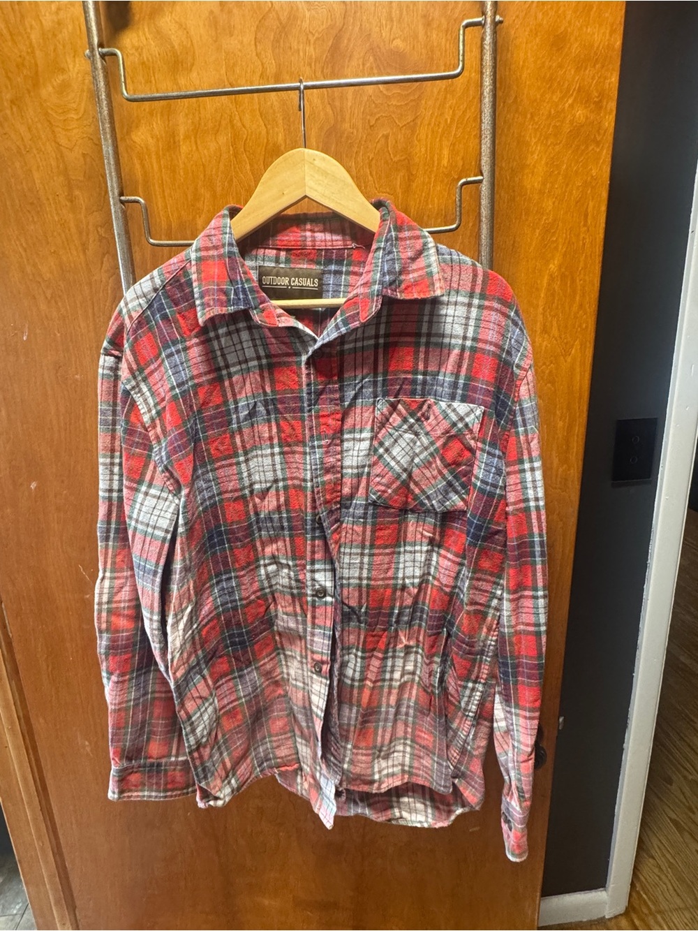 Red Plaid Flannel Shirt -
